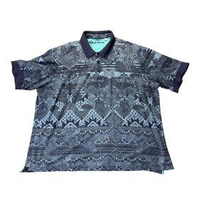 Robert Graham Men's 2XL Polo Shirt Classic Fit Blue Gray Paisley